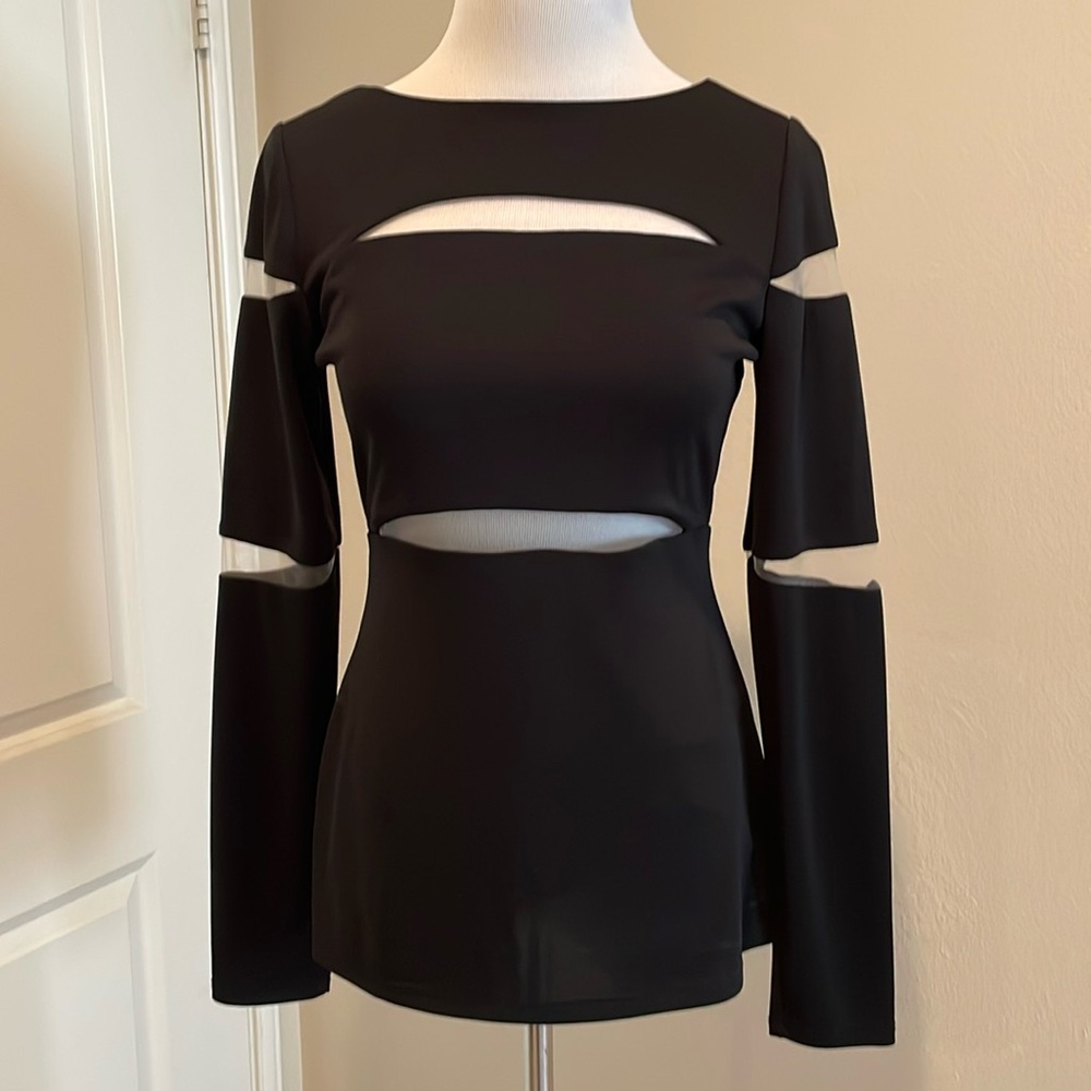 Bailey 44 Black Cut out Top Sheer Panels M Medium